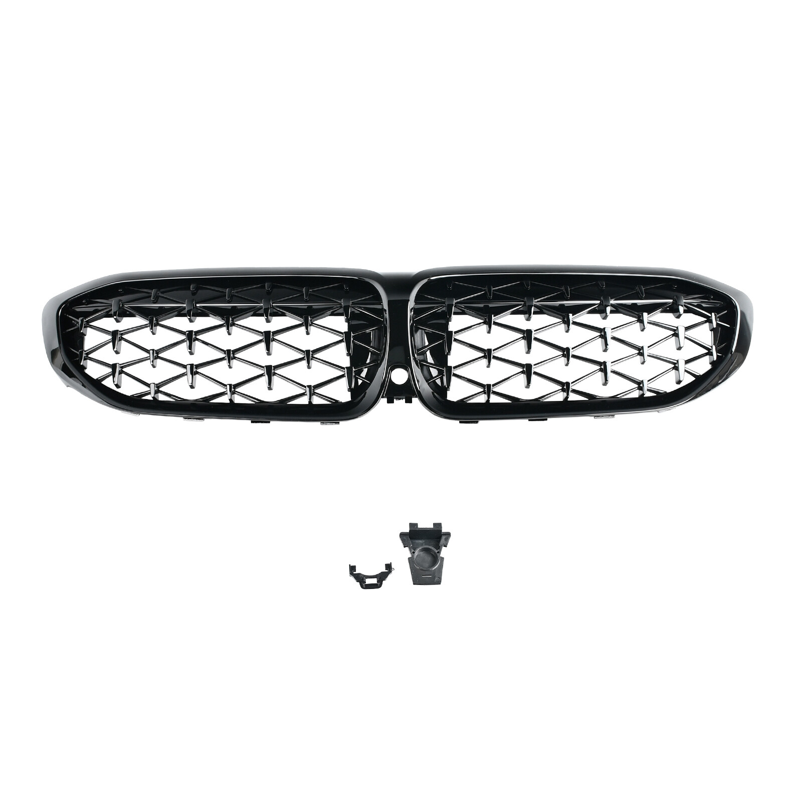 Front Kidney Diamond Grill Grille Glossy Black For 2019-2022 BMW G20 330i M340i