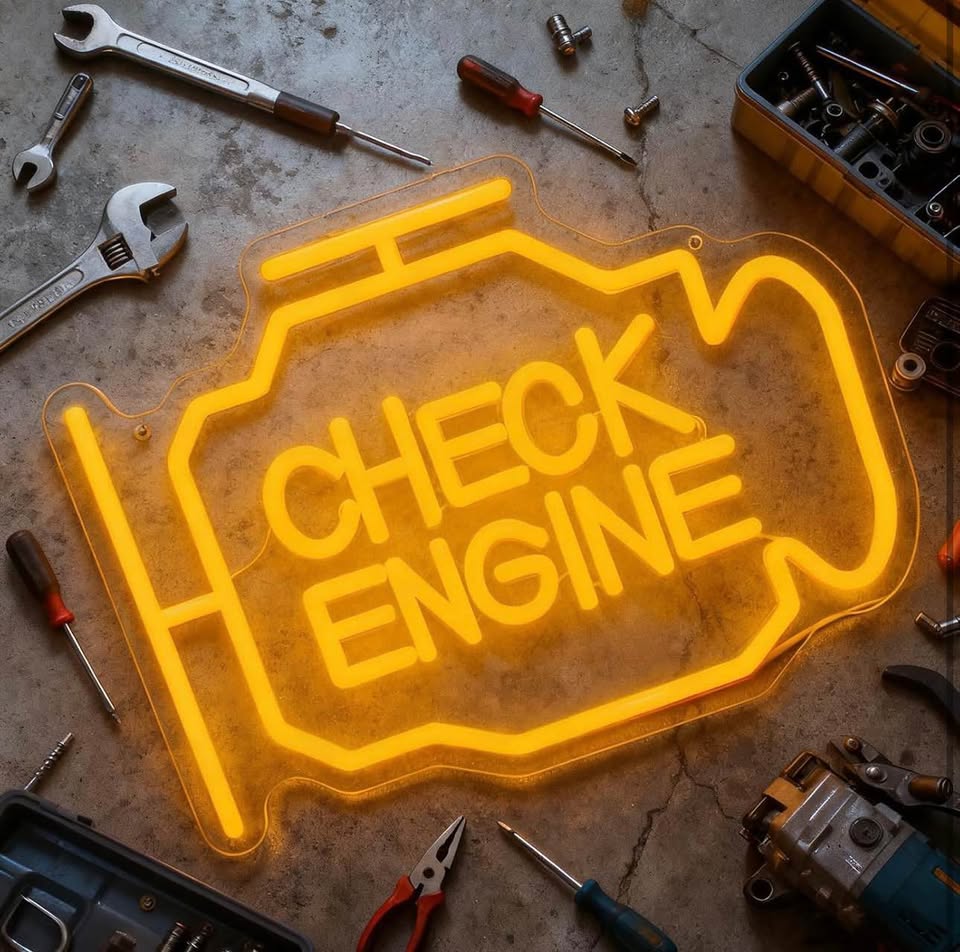 Check Engine Light,Neon Garage Signs for Man Cave Auto Repair Shop Workshop Party,LED Light Garage G
