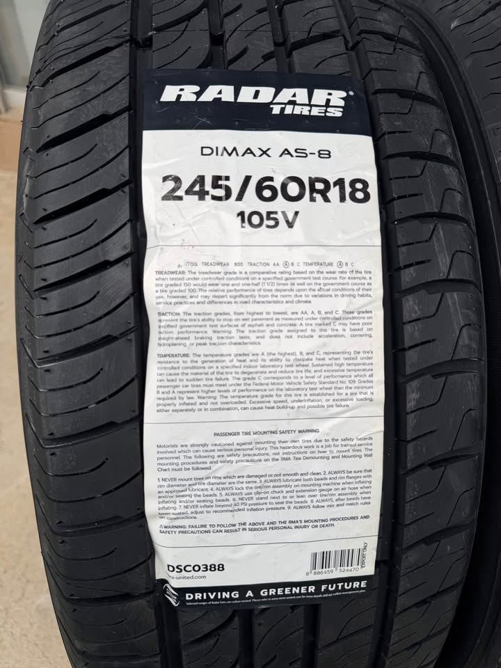 NEW 2 tires 245/60R18 105V size