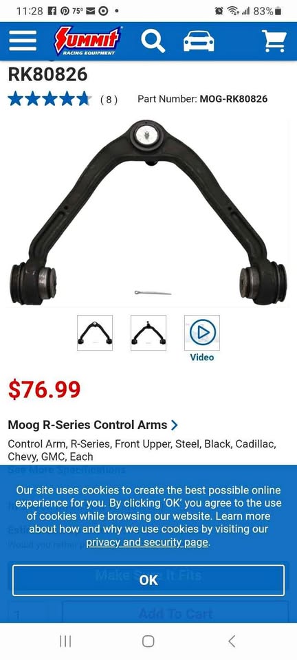 Moog Control Arms RK 80826 Fits Gm suv/trucks