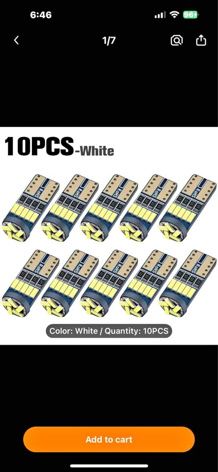 Car Led Width Light T10 4014 15smd Reading Light, Stepless Decoding W5W License Plate Light Canbus.