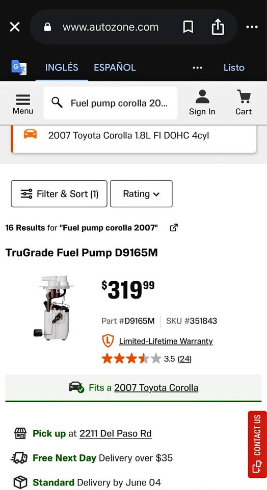 Fuel pump for Corolla 2003-2008