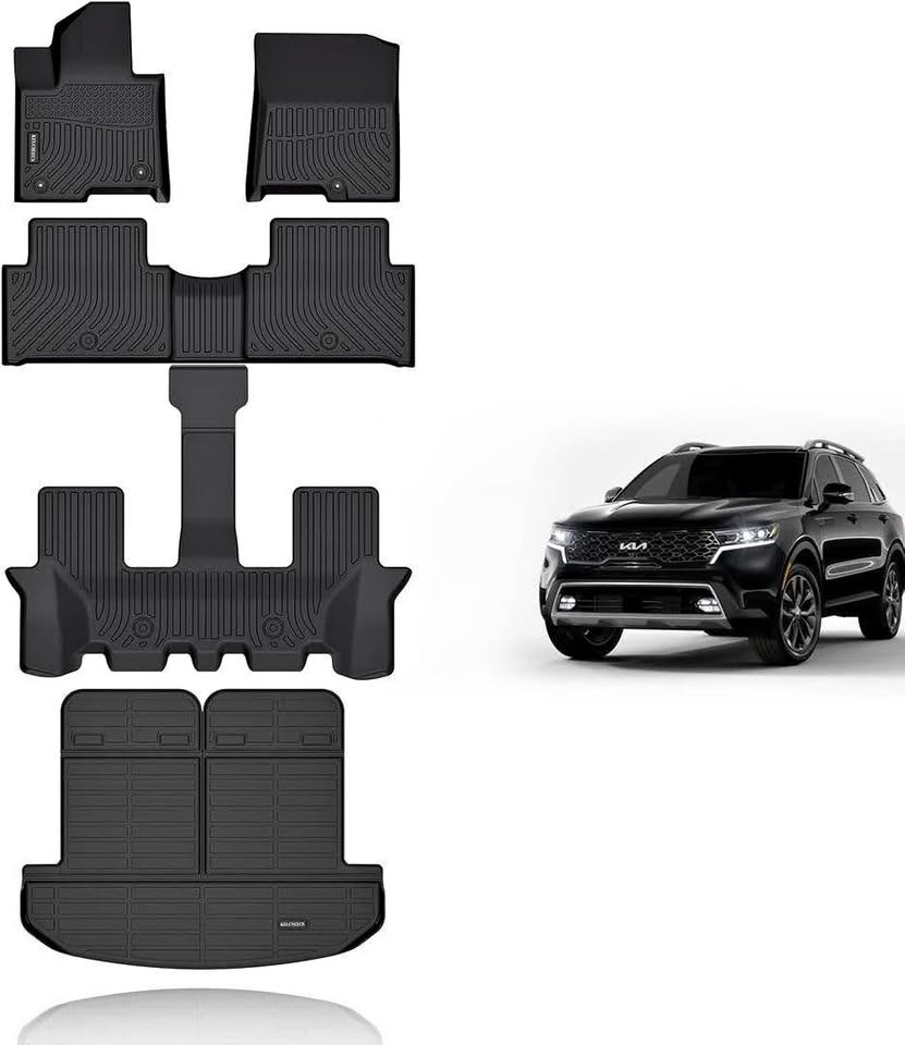 KELCSEECS Floor Mats & Cargo Liner with Backrest Mat(Best Put The Third Row Down) for 2021 2022 2023