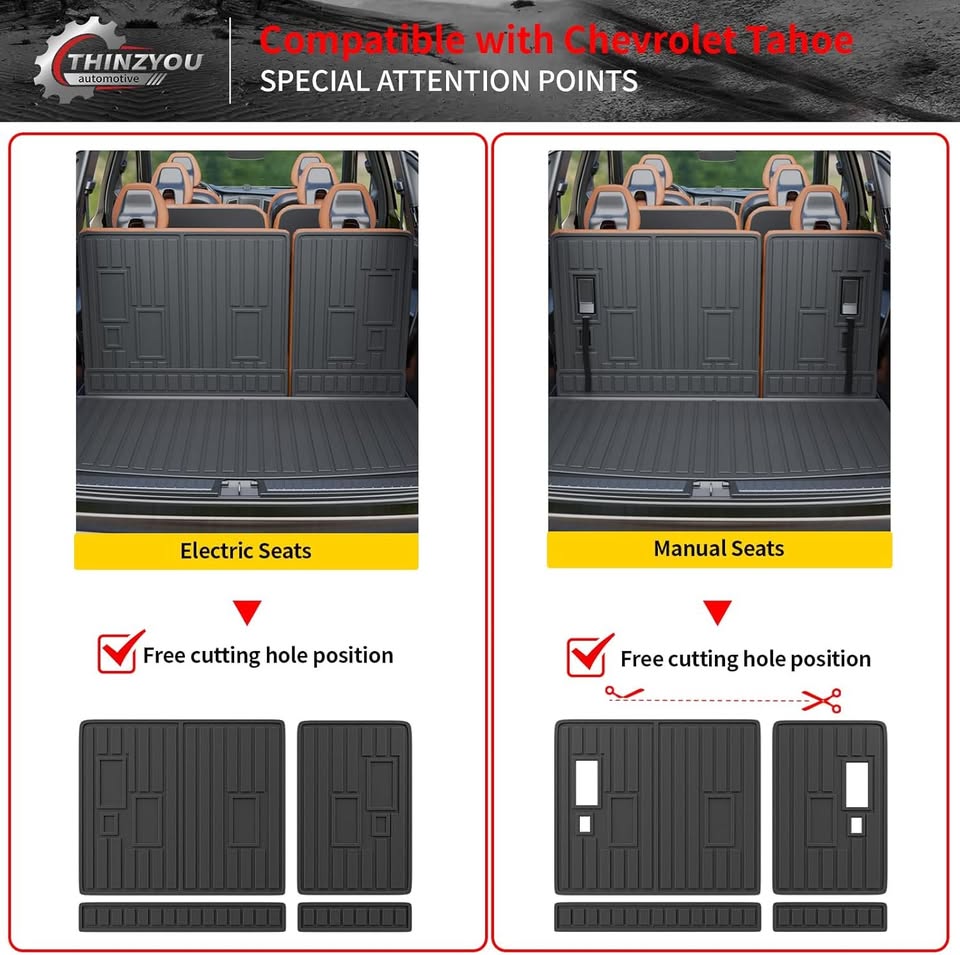 Floor Mats for 2022-2025 Chevrolet Tahoe GMC Yukon 7 Seats (Trunk Mat+Backrest Mats+Floor Mats)