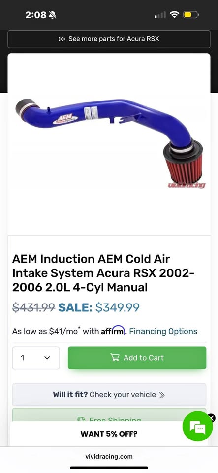 02-06 RSX AEM 21-506B COLD AIR INTAKE