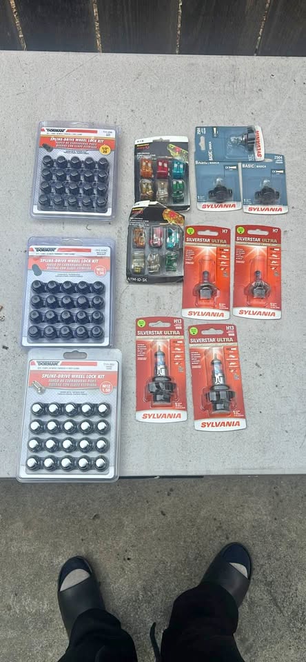 LED lights for cars , spline drive wheel lock and fuses