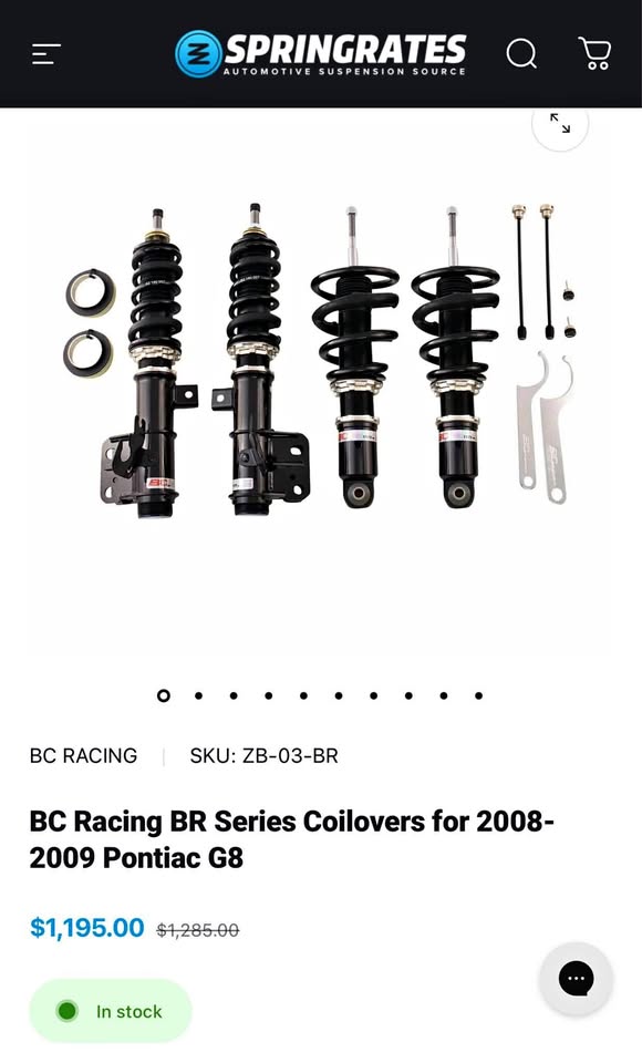 2008-09 Pontiac G8 BC Br Coilovers
